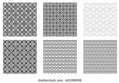Set of background traditional Damask flowers ornament pattern.