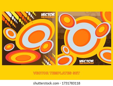 Set of  background vector illustration.
Square size backdrop abstract graphic style and retro concept.
 Design for banner ,web ,social,cover
