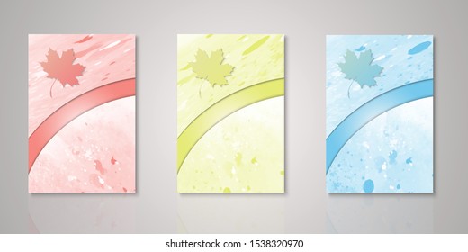 Set of  background with watercolor brush for covers, invitations, posters, banners, flyers, placards. Minimal template design  paper cut style. Vector illustration.Eps10