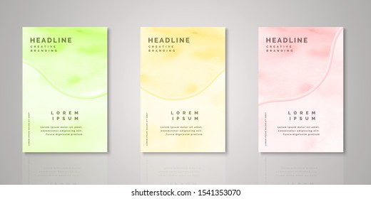 Set of  background with watercolor brush for covers, invitations, posters, banners, flyers, placards. Minimal template design  paper cut style. Vector illustration.Eps10