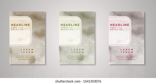 Set of  background with watercolor brush for covers, invitations, posters, banners, flyers, placards. Minimal template design  paper cut style. Vector illustration.Eps10