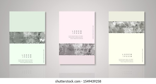 Set of  background with watercolor brush for covers, invitations, posters, banners, flyers, placards. Minimal template design  paper cut style. Vector illustration.Eps10