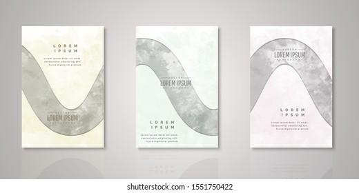 Set of  background with watercolor brush for covers, invitations, posters, banners, flyers, placards. Minimal template design  paper cut style. Vector illustration.Eps10