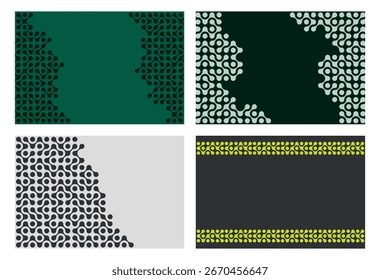 Set of backgrounds with abstract connected dots pattern, metaball. Banner design template with minimalistic modern circles and dots pattern. Vector illustration.
