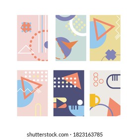 set of backgrounds abstract geometric shapes light background, banner template, postcards. online banner