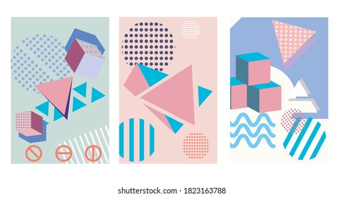 set of backgrounds abstract geometric shapes light background, banner template, postcards. online banner