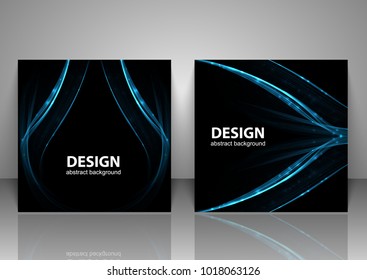 Set of backgrounds. Abstract light wave futuristic background. Vector illustration.