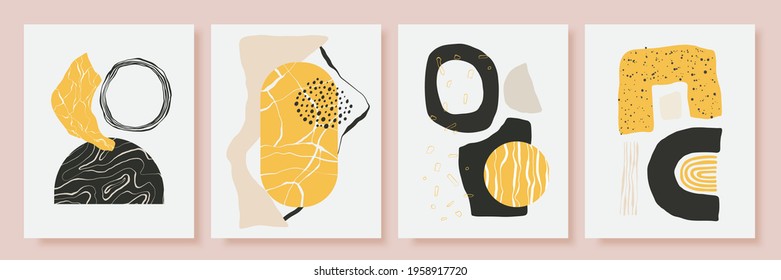 Set of backgrounds with abstract marble, stone texture.  Contemporary modern trendy vector illustrations. Colorful design collage.