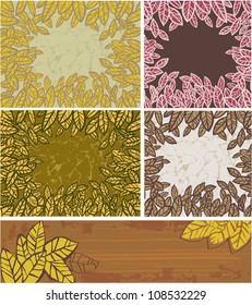 Set of backgrounds with autumn leaves