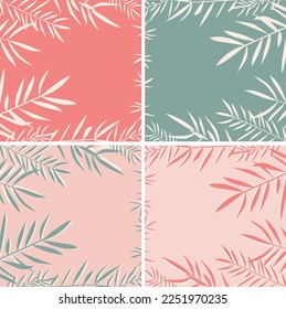 Conjunto de antecedentes con hojas de bambú. Ilustración vectorial.