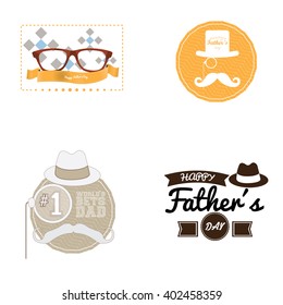 Set of backgrounds and banners with text and different icons for father's day celebrations