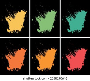 Set of backgrounds. Black background with bright colors. Multi-colored blots on a black background. Oil paints. Set of paintings for walls