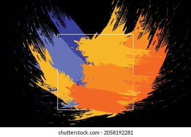 Conjunto de antecedentes. Fondo negro con colores brillantes. Perros multicolores sobre fondo negro. Pinturas de aceite. Cuadros en las paredes