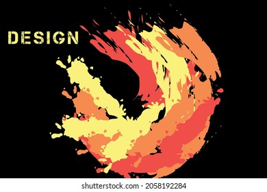 Set of backgrounds. Black background with bright colors. Multi-colored blots on a black background. Oil paints. Set of paintings for walls