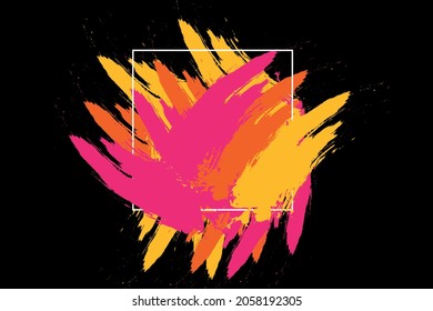 Set of backgrounds. Black background with bright colors. Multi-colored blots on a black background. Oil paints. Set of paintings for walls