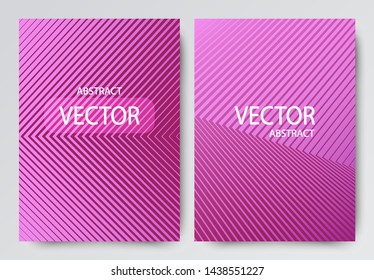 Set of backgrounds for brochures, leaflets. Pink geometric abstract background. Minimal cover.