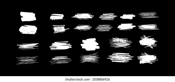 Set of backgrounds brush. Stroke brushes white on black . 