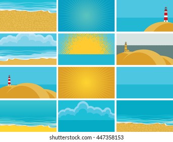 set of backgrounds for business cards for travel agency