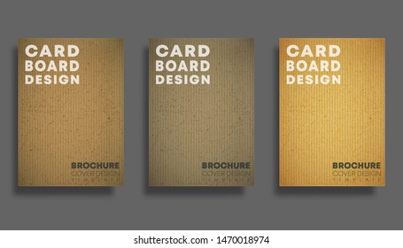 Set of backgrounds with cardboard texture pattern. Design for flyer, poster, brochure cover, typography or other printing products. Vector illustration.