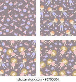 set of backgrounds with children and toys