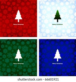 Set of backgrounds with christmas tree and snowflakes. Vector.