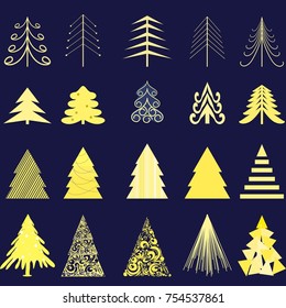 Set backgrounds  with a Christmas trees.