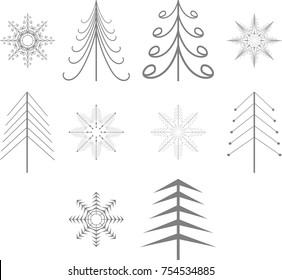 Set backgrounds  with a Christmas trees and snowflake