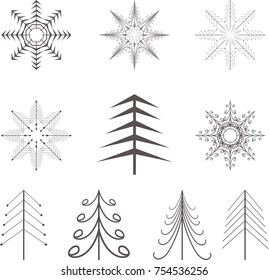 Set backgrounds  with a Christmas trees and snowflake