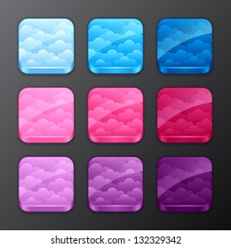 Set of backgrounds with clouds for the app icons.