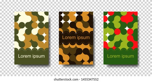 A set of backgrounds of colored circles in warm rich colors. Template for design on a transparent background. Vertical.