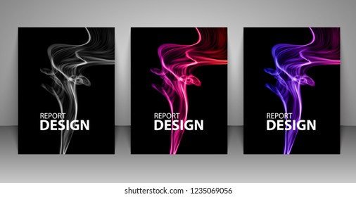 Set of backgrounds with colorful smoke. Vector illustration.