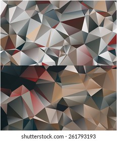 Set of backgrounds, consisting of a polygonal multicolored elements in the form of a triangle