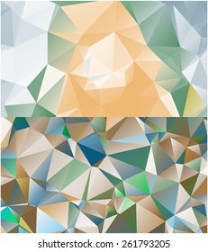 Set of backgrounds, consisting of a polygonal multicolored elements in the form of a triangle