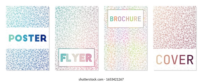 Set of backgrounds for covers or brochures. Can be used as cover, banner, flyer, poster, business card, brochure. Appealing geometric background collection. Creative vector illustration.