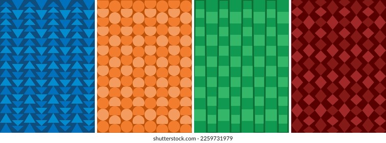 Conjunto de fondos con diferentes formas geométricas. Diseños abstractos en orientación vertical.