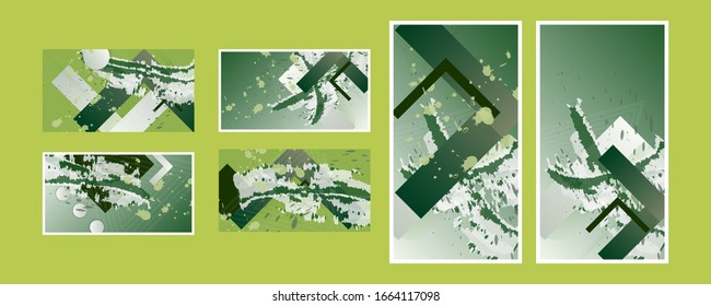 Set of backgrounds ecology art elements poster template.Vector Realistic green shades posters design