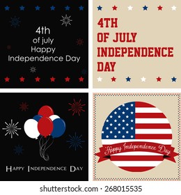 Set of backgrounds with elements for independence day. Vector illustration