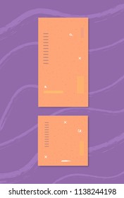 Set of  backgrounds with  elements for social media networks. Templates for story and post with  geometric decoration. Cards with empty space for text. Vector illustration.