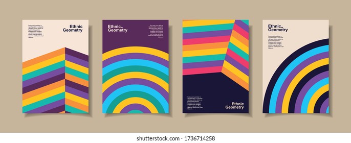 Set of backgrounds with Ethnic Geometric Patterns. Applicable for Covers, Placards, Posters, Flyers and Banner Design. Eps10 Vector illustration.