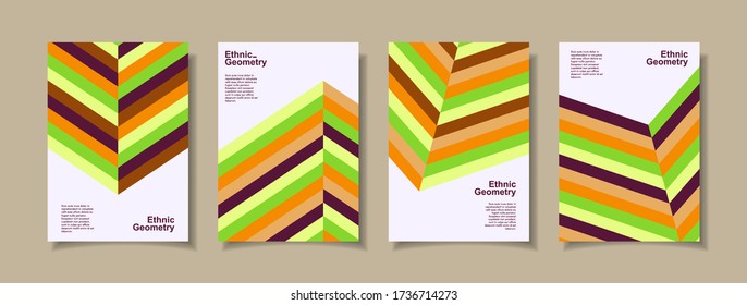 Set of backgrounds with Ethnic Geometric Patterns. Applicable for Covers, Placards, Posters, Flyers and Banner Design. Eps10 Vector illustration.