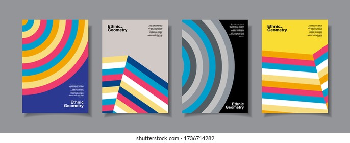 Set of backgrounds with Ethnic Geometric Patterns. Applicable for Covers, Placards, Posters, Flyers and Banner Design. Eps10 Vector illustration.