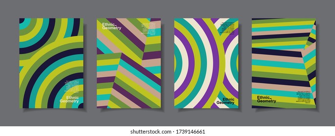 Set of backgrounds with Ethnic Geometric Patterns. Applicable for Covers, Placards, Posters, Flyers and Banner Design. Eps10 Vector illustration.