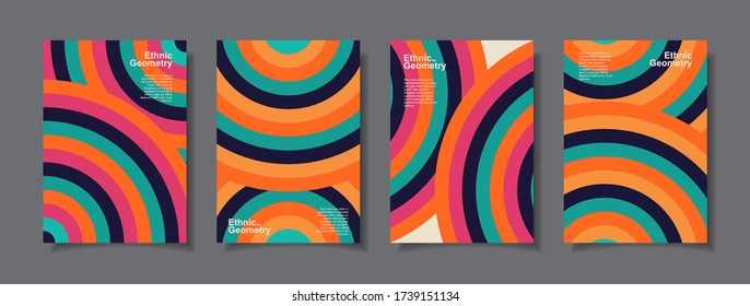 Set of backgrounds with Ethnic Geometric Patterns. Applicable for Covers, Placards, Posters, Flyers and Banner Design. Eps10 Vector illustration.