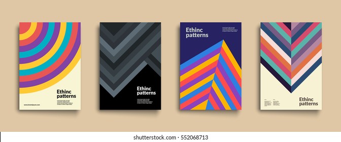 Set of backgrounds with Ethnic Geometric Patterns. Applicable for Covers, Placards, Posters, Flyers and Banner Design. Eps10 Vector illustration.