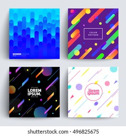 Set of backgrounds with Flat Dynamic Design. Applicable for Covers, Placards, Posters, Flyers and Banner Designs. Vector illustration.