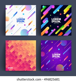 Set of backgrounds with Flat Dynamic Design. Applicable for Covers, Placards, Posters, Flyers and Banner Designs. Vector illustration.