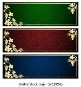 Set from  backgrounds with  frame from gold vine