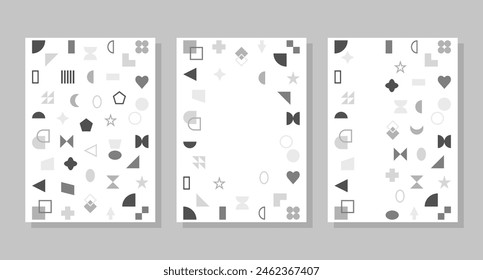 Set of backgrounds with geometric forms, abstract elements. Vector illustration. Social media banner template, for stories, posts, blogs, postcards.