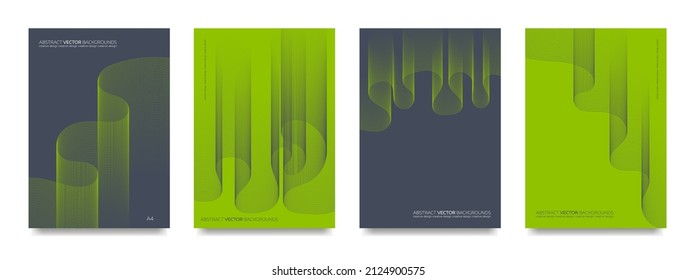 Set of backgrounds with geometric lines in a concise style. Vector.