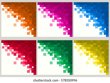 Set of backgrounds of geometric shapes. Colorful mosaic pattern. Square